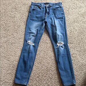 Trendy Blue Ripped Skinny Jeans